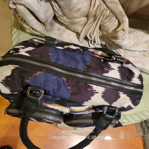 L.A.M.B. by Gwen Stefani Ikat Nylon Leather Satchel Luxury Designer Bag #589 - Picture 8 of 13